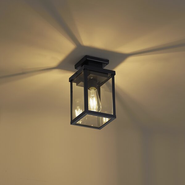 Modern kültéri mennyezeti lámpa fekete mozgás- és alkonyérzékelővel IP44 - Rotterdam