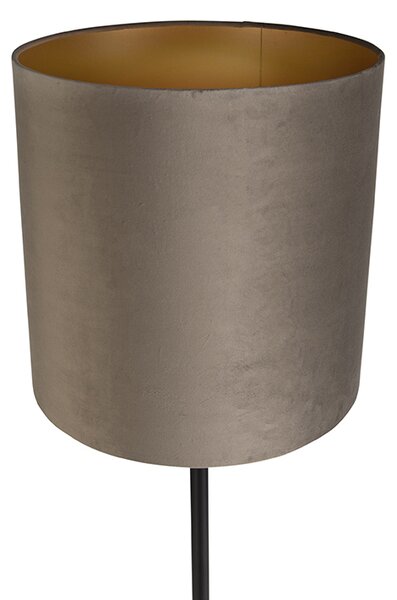 Állólámpa fekete, taupe és arany bársony árnyékolóval 40 cm - Simplo