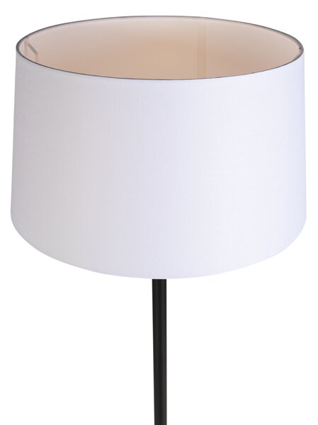 Fekete állólámpa fehér vászon búrával 45 cm - Simplo