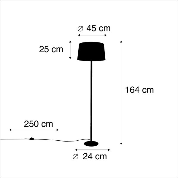 Fekete állólámpa fehér vászon búrával 45 cm - Simplo