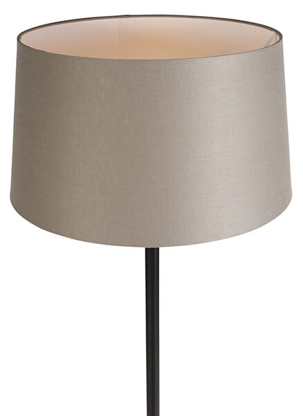 Fekete állólámpa vászonárnyékolóval, taupe színben, 45 cm - Simplo
