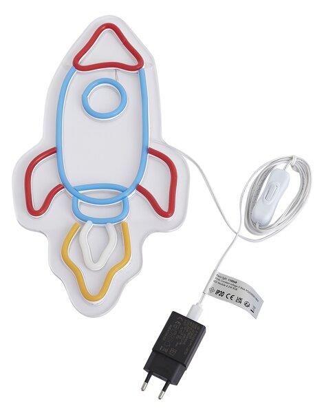 Neon fali lámpa, többszínű, LED-del - Rocket