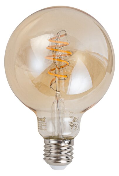 5 darabos okos E27 szabályozható LED izzó G95 borostyán 4.9W 320 lm 2500K Zigbee