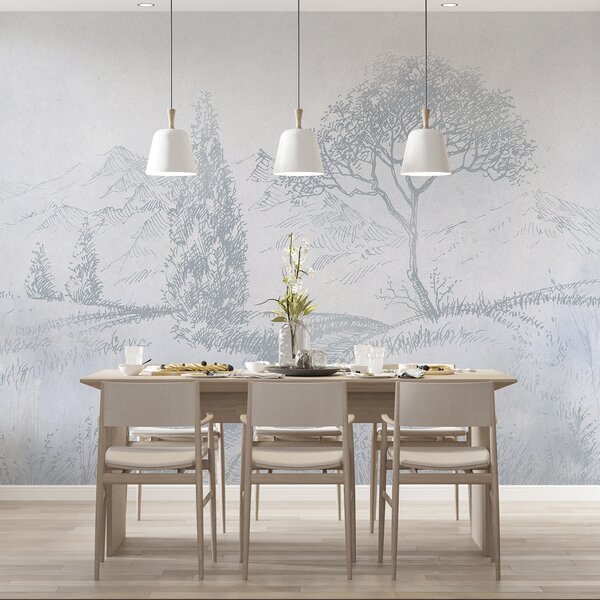 Fotótapéta Toscana táj, fa, mező, minimalizmus, természetes kék színek, természetes kék, Fotótapéta provence stílusban, u99570v2 : Uwalls.hu