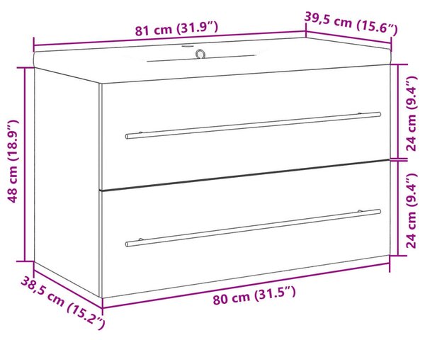 VidaXL Fürdőszoba Bútor Szett - Beton Szürke - 80cm