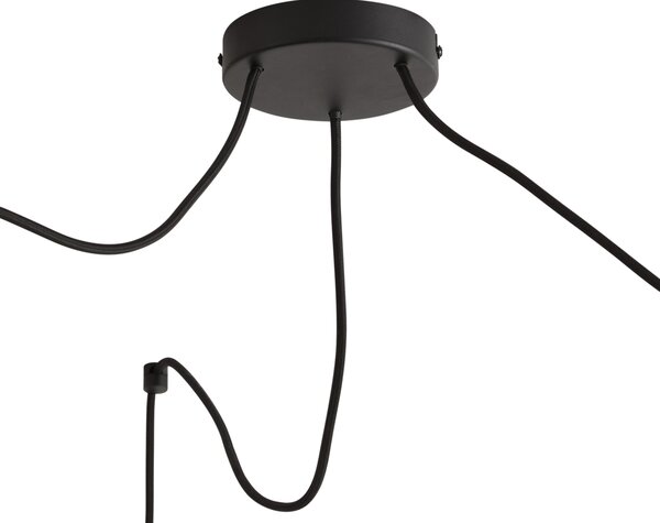 Retro függőlámpa piros, fekete színnel, 3-lámpás - Monti