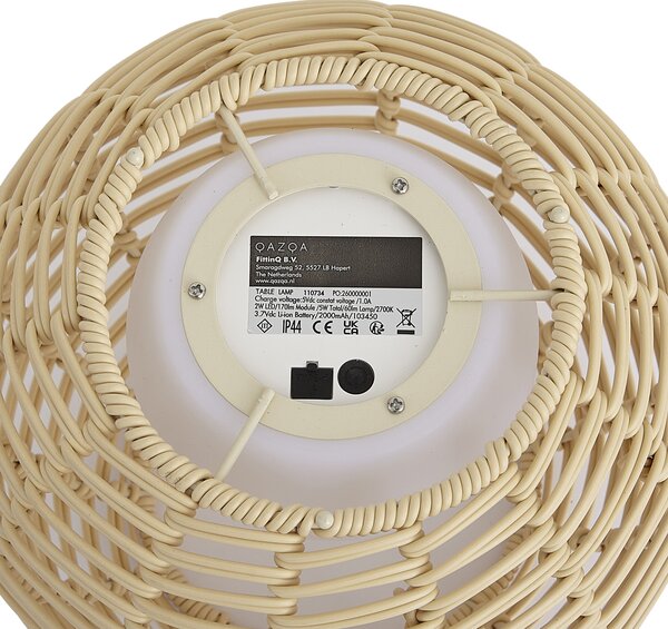 Kültéri asztali lámpa taupe 25 cm LED-del, USB-C-vel újratölthető IP44 - Oli
