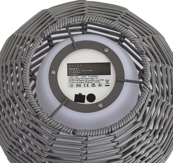 Kültéri asztali lámpa sötétszürke 25 cm LED-del, USB-C-vel újratölthető IP44 - Oli