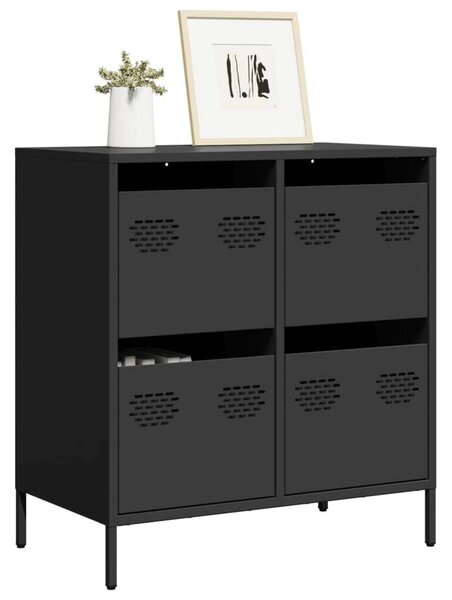 VidaXL Fém Komód - 4 Fiókos - Fekete - 68x39x73,5cm