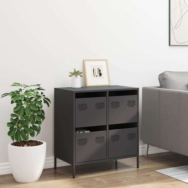 VidaXL Fém Komód - 4 Fiókos - Fekete - 68x39x73,5cm