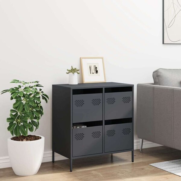 VidaXL Fém Komód - Antracit Szürke - 4 Fiók - 68x39x73,5cm