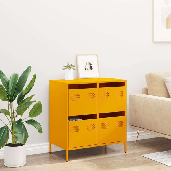 VidaXL Fém Komód - Mustársárga - 4 Fiók - 68x39x73,5cm