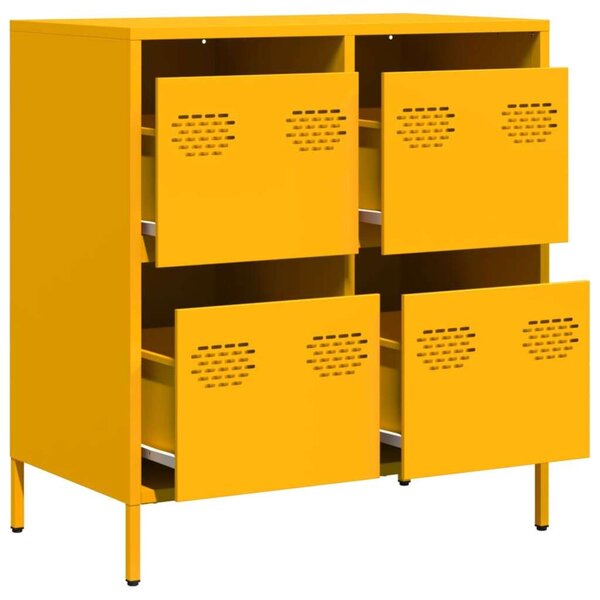 VidaXL Fém Komód - Mustársárga - 4 Fiók - 68x39x73,5cm