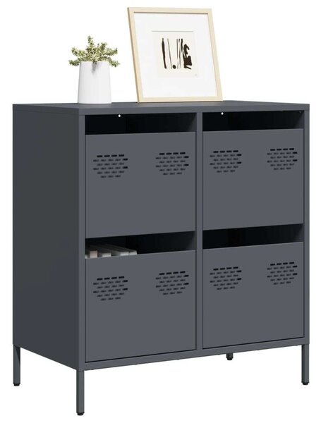 VidaXL Fém Komód - Antracit Szürke - 4 Fiók - 68x39x73,5cm