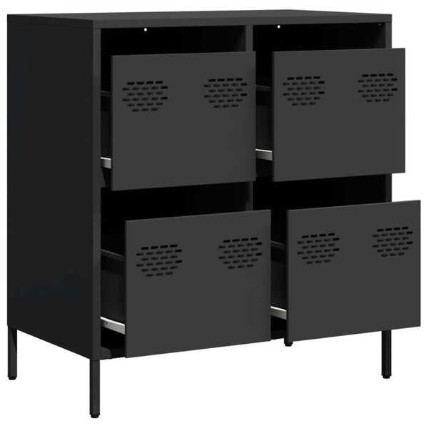 VidaXL Fém Komód - 4 Fiókos - Fekete - 68x39x73,5cm