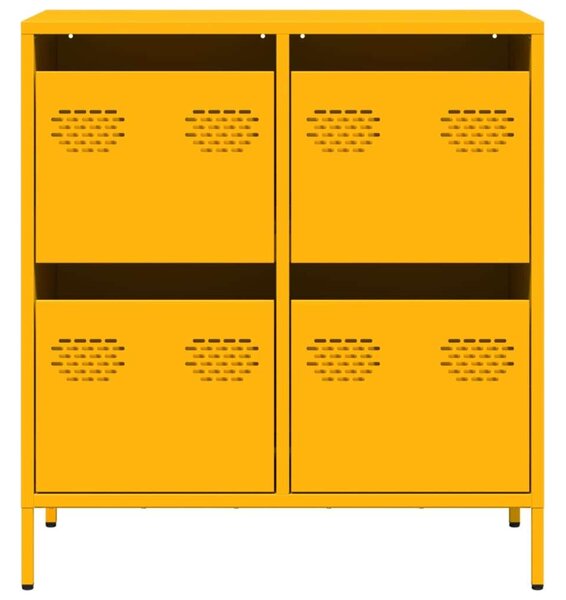 VidaXL Fém Komód - Mustársárga - 4 Fiók - 68x39x73,5cm