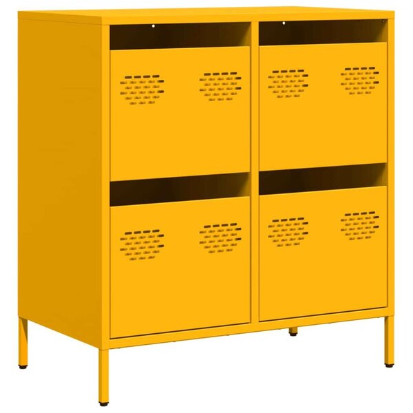 VidaXL Fém Komód - Mustársárga - 4 Fiók - 68x39x73,5cm