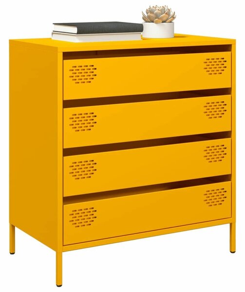 VidaXL Fém Komód - Mustársárga - 4 Fiók - 68x39x73,5cm