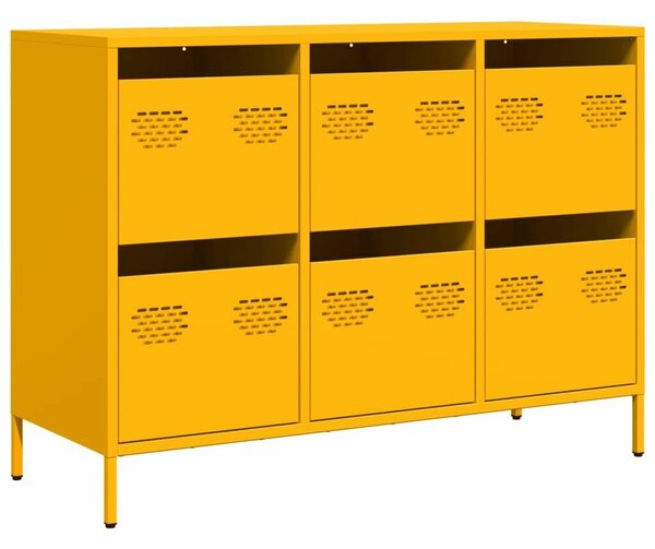VidaXL Fém Komód - Mustársárga - 6 Fiók - 101,5x39x73,5cm
