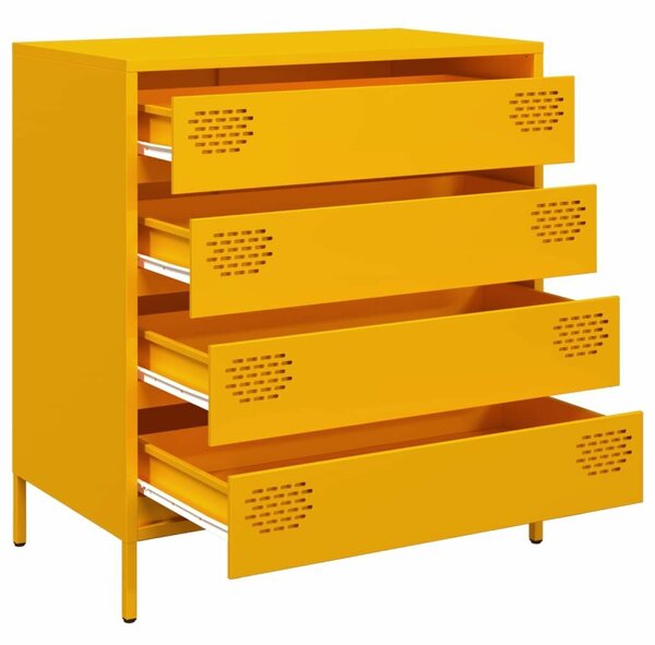 VidaXL Fém Komód - Mustársárga - 4 Fiók - 68x39x73,5cm
