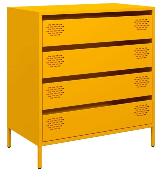 VidaXL Fém Komód - Mustársárga - 4 Fiók - 68x39x73,5cm