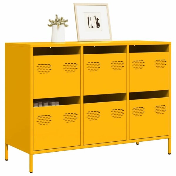 VidaXL Fém Komód - Mustársárga - 6 Fiók - 101,5x39x73,5cm