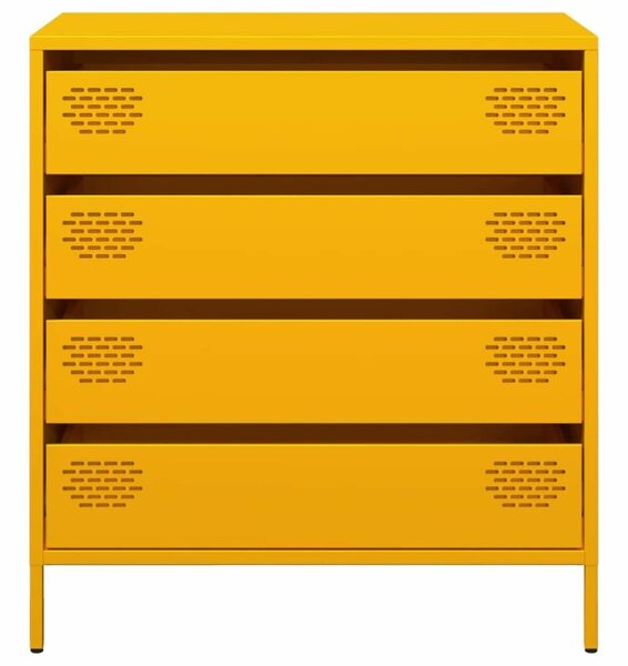 VidaXL Fém Komód - Mustársárga - 4 Fiók - 68x39x73,5cm