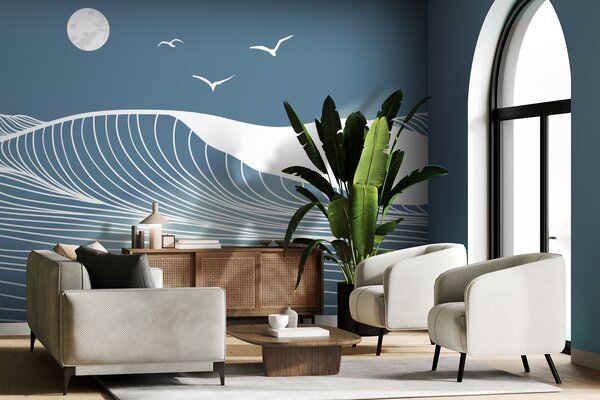 Fotótapéta Fehér vonalak kék háttéren, Modern fotótapéta, Modern fotótapéta, u99077 - Muralas.hu