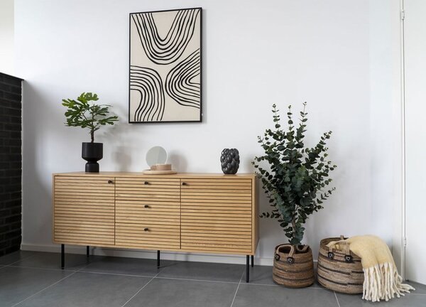 Natúr színű alacsony komód tölgyfa dekorral 150x74 cm Kyoto – House Nordic