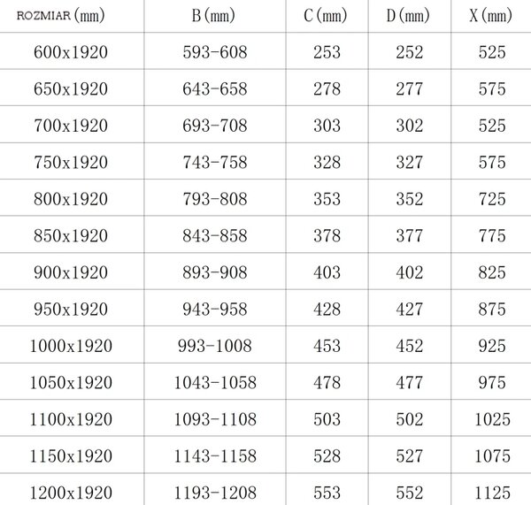 Mexen LIMA zuhany összecsukható ajtó zuhanykabinhoz 60 cm, 856-060-000-01-00