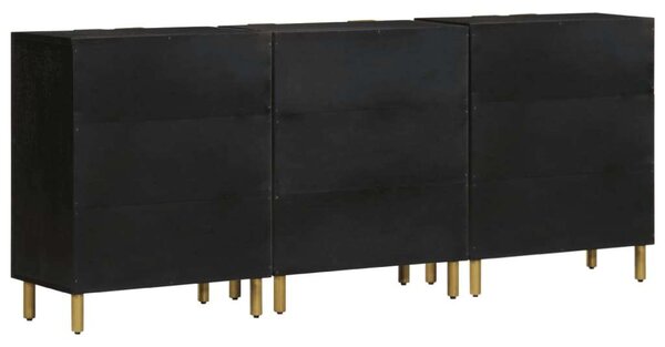 VidaXL 3 részes Fekete Fa Tárolószekrény - 60x33x75 cm