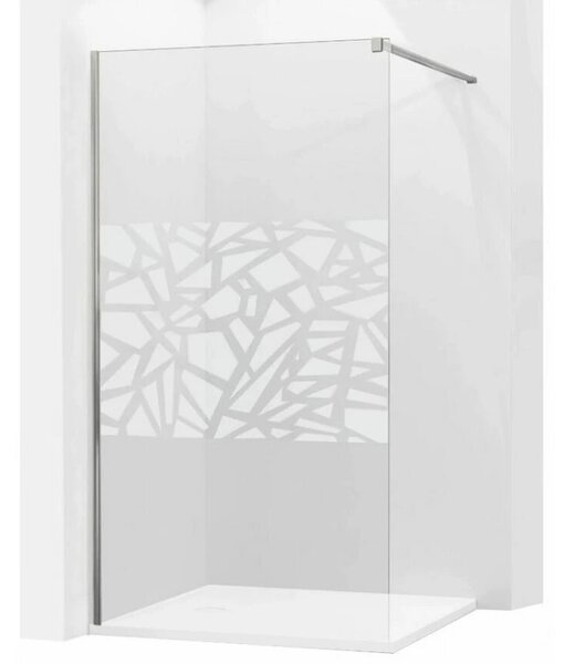 Mexen Kioto zuhanyparaván WALK-IN 8mm, 140x200 cm, fehér mintás, 800-140-000-00-85