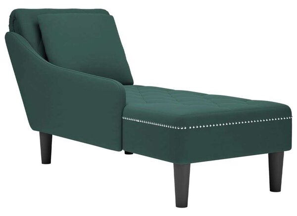 VidaXL Relax Fotel - Bársony - Sötétzöld - Jobb Kartámasszal
