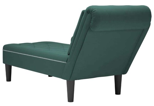 VidaXL Relax Fotel - Bársony - Sötétzöld - Jobb Kartámasszal