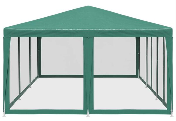 VidaXL HDPE rendezvénysátor 10 hálós oldalfallal, 6 x 4 m, zöld
