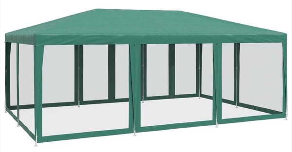 VidaXL HDPE rendezvénysátor 10 hálós oldalfallal, 6 x 4 m, zöld