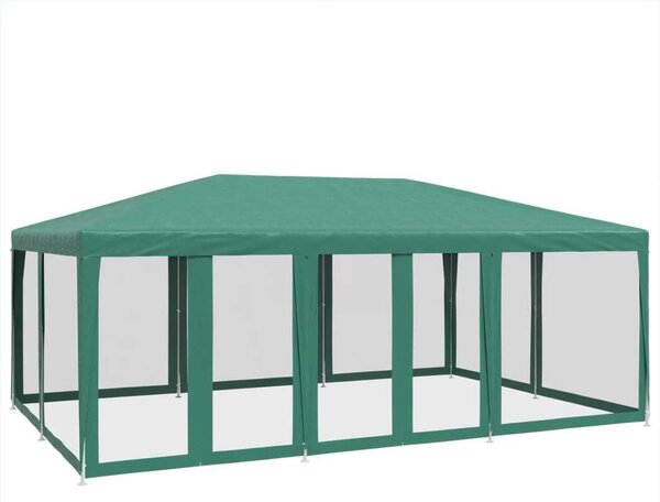 VidaXL HDPE rendezvénysátor 10 hálós oldalfallal, 6 x 4 m, zöld