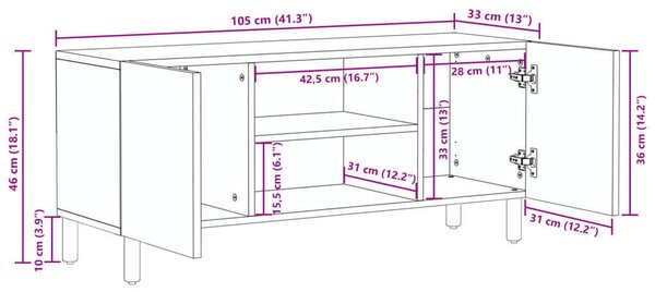 VidaXL Fekete TV Szekrény - 105cm