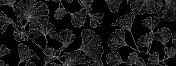 Fotótapéta Elegáns ginkgo minta fekete háttéren, Modern fotótapéta, Modern fotótapéta, w00328v1 - Muralas.hu