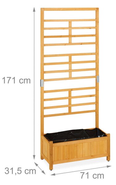 Modern térelválsztó rácsos virágtartó magaságyás lucfenyő natúr 171 cm