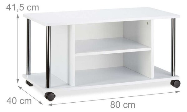 Mobil TV Állvány - 3 Polcos - Fehér - 80x40x41,5 cm
