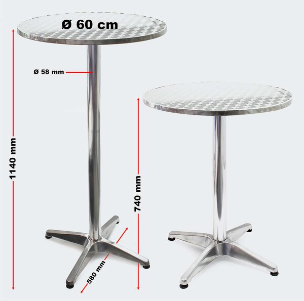 Alumínium Bárasztal - Állítható Magasság - 60cm