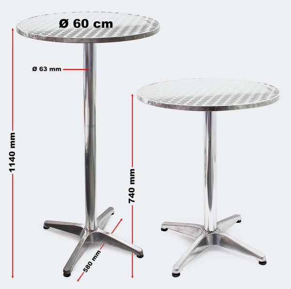 Alumínium Bárasztal - Állítható Magasság - Ø60cm