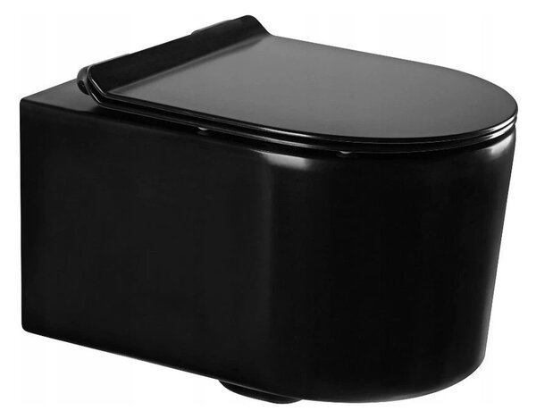 Mexen SOFIA Rimless függő WC-csésze lassan záródó ülőkével, 48 x 36 cm, matt fekete, 3354XX85 + 39010185