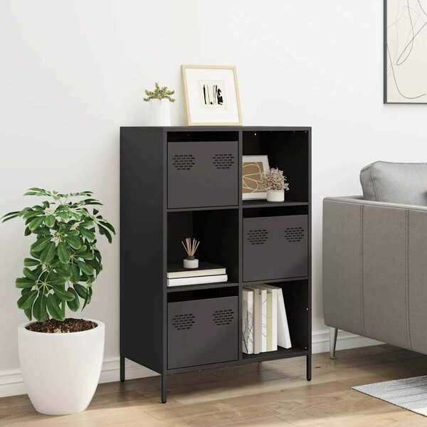 VidaXL fekete acél magasszekrény 68 x 39 x 103,5 cm