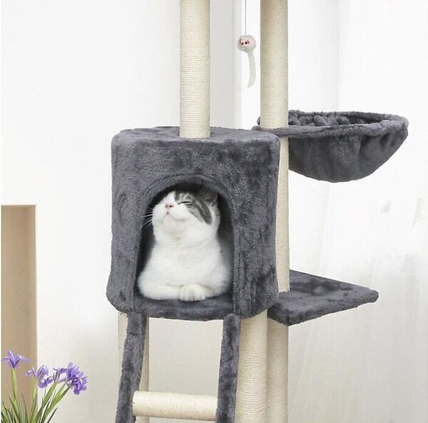 Pepita többszintes macska Szórakoztató központ és Kaparófa 139 cm - Szürke