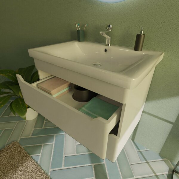 TMP SHARP 80 fali fürdőszobabútor Sanovit SOFT - 13080 porcelán mosdóval - 80 x 45,5 cm