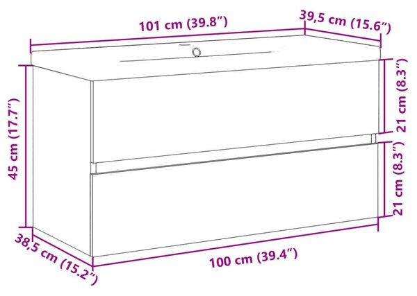 VidaXL Fürdőszoba Bútor Szett - Beton Szürke - 100cm