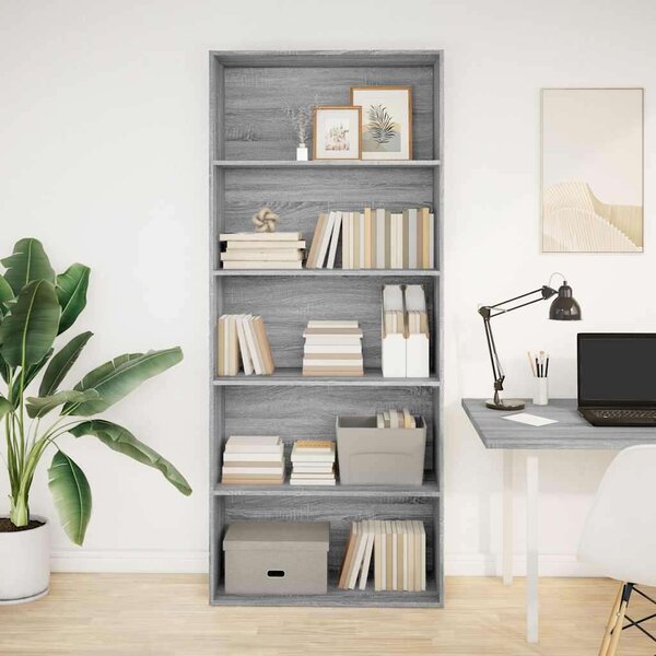 VidaXL Sonoma Tölgy Könyvespolc - 5 Polc - 80x30x189 cm