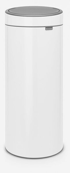 Brabantia Touch Bin New Soft-Touch nyomófedeles hulladékgyűjtő belső tartállyal, kerek, 30L - G méret, acél, fehér - 115141